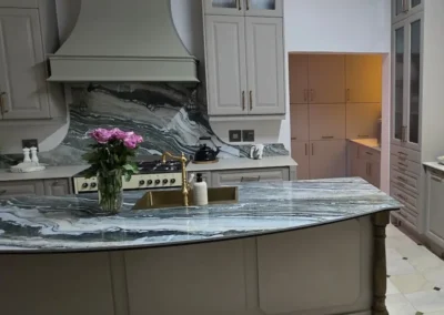 A beautifully designed classic kitchen with feature counters and shaker doors